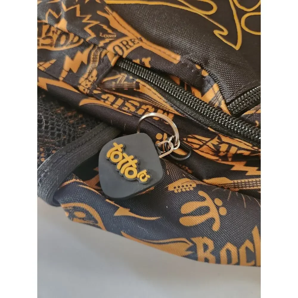 Black & Yellow Totto Backpack W/ Rock Music Graphic Print with Totto Logo